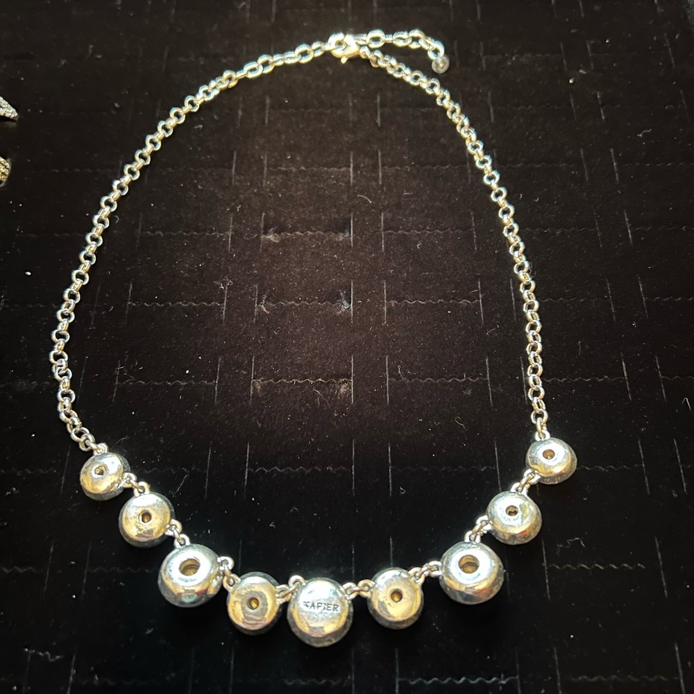 Vintage Napier Silver Necklace with Intricate Circular Design and Rhinestones - Picture 5 of 9
